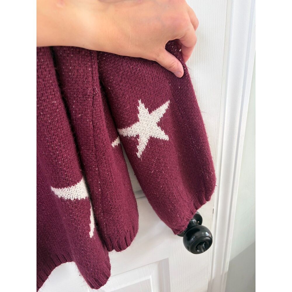 Umgee Red White Star Print Womens Sweater Cardigan Fall Size Large - Picture 4 of 5